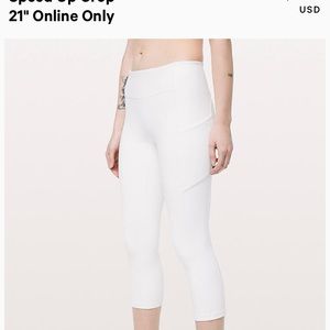 Lululemon White speed up crop leggings size 6